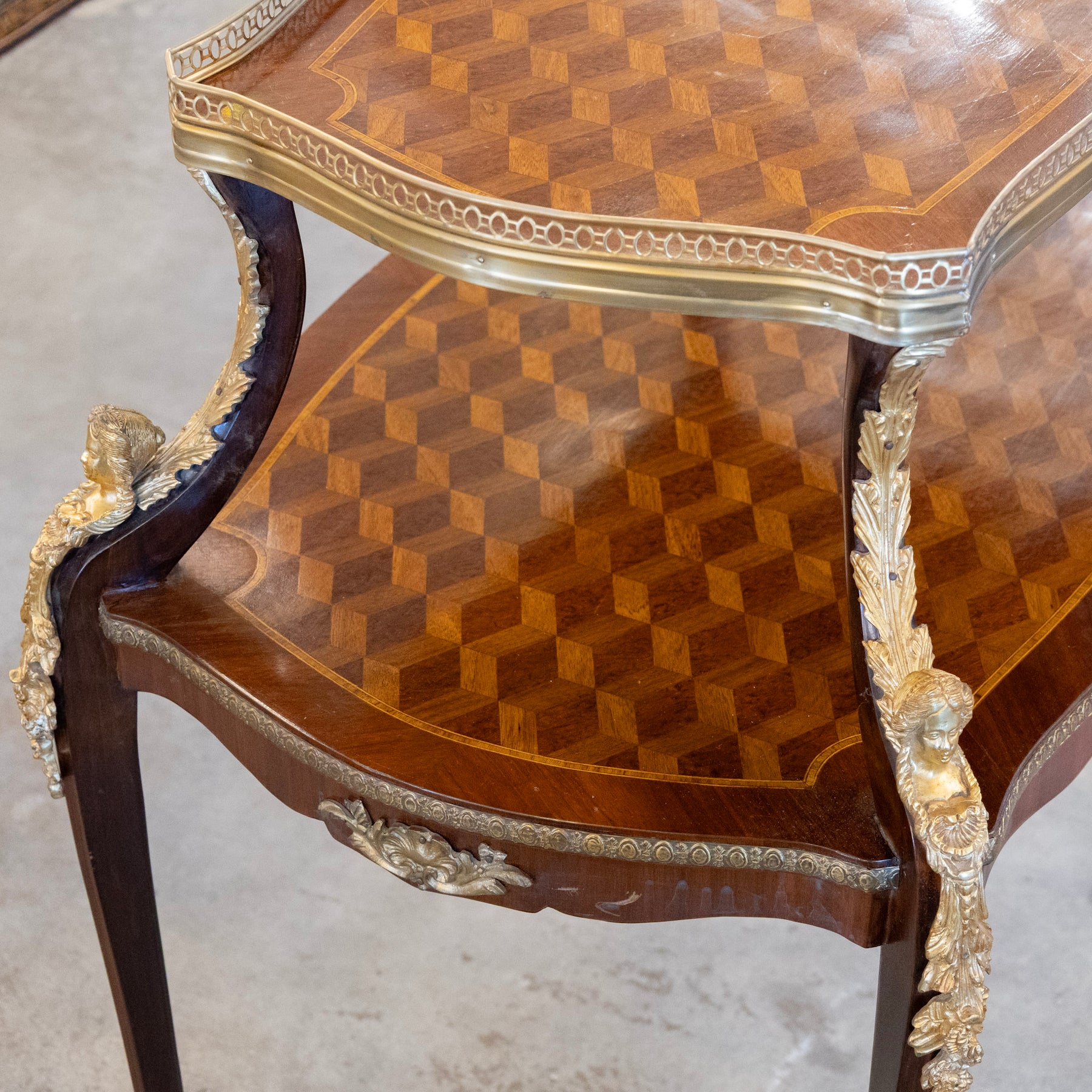 Checker Inlay Side Table French Empire Side Table – Checkered Wood Inlay & Ormolu Mounts – Le ...