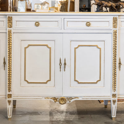 Swedish White Painted Sideboard with Gold Accents