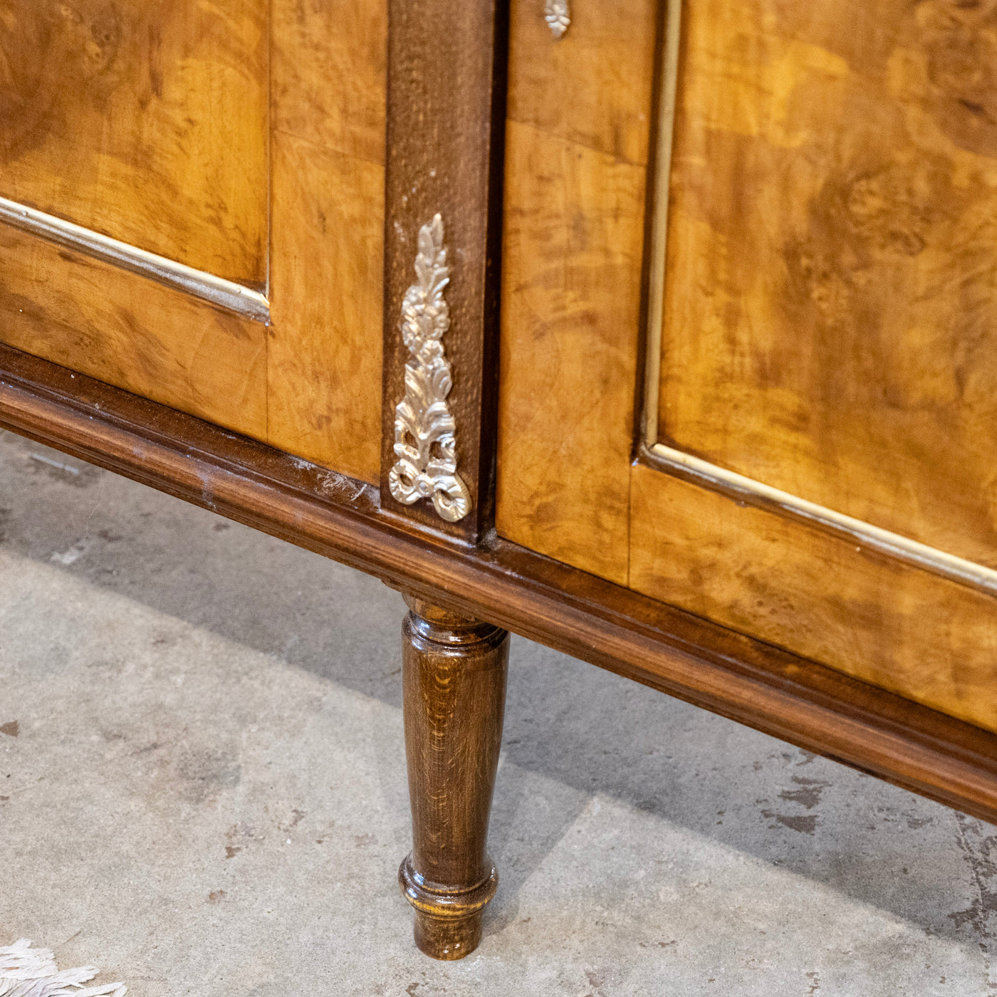 Louis XVI Burl Wood Sideboard with Brass Hardware