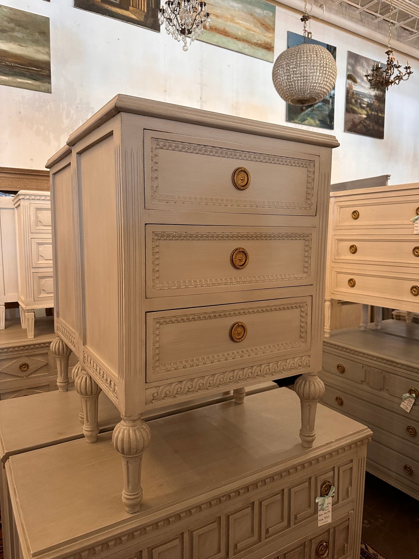 Nightstand with Rope Swirl Trim & Ballerina Legs | Le Chateau | European Luxury Furniture in Atlanta