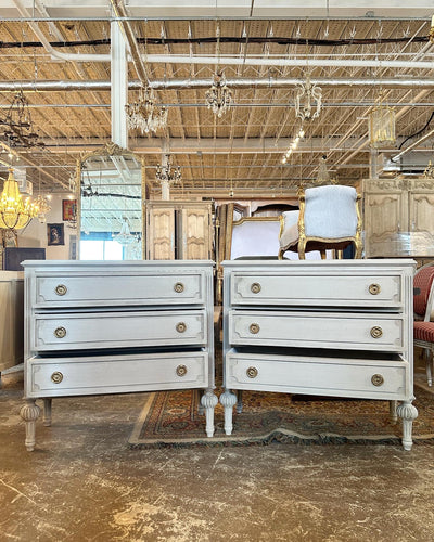 Antique White Swedish Chest with Ballerina Legs | Le Chateau | European Luxury Furniture in Atlanta