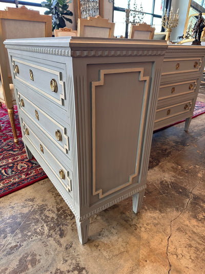 Swedish Chest with Dentil Molding in Blue & White