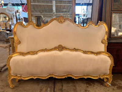 King French Bed Set with Cream Velvet Upholstery | Le Chateau | European Luxury Furniture in Atlanta