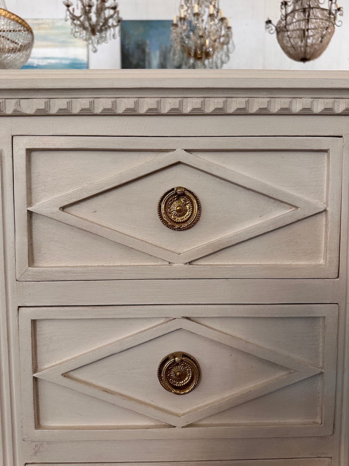 Swedish Nightstand with Diamond Drawers | Le Chateau | European Luxury Furniture in Atlanta