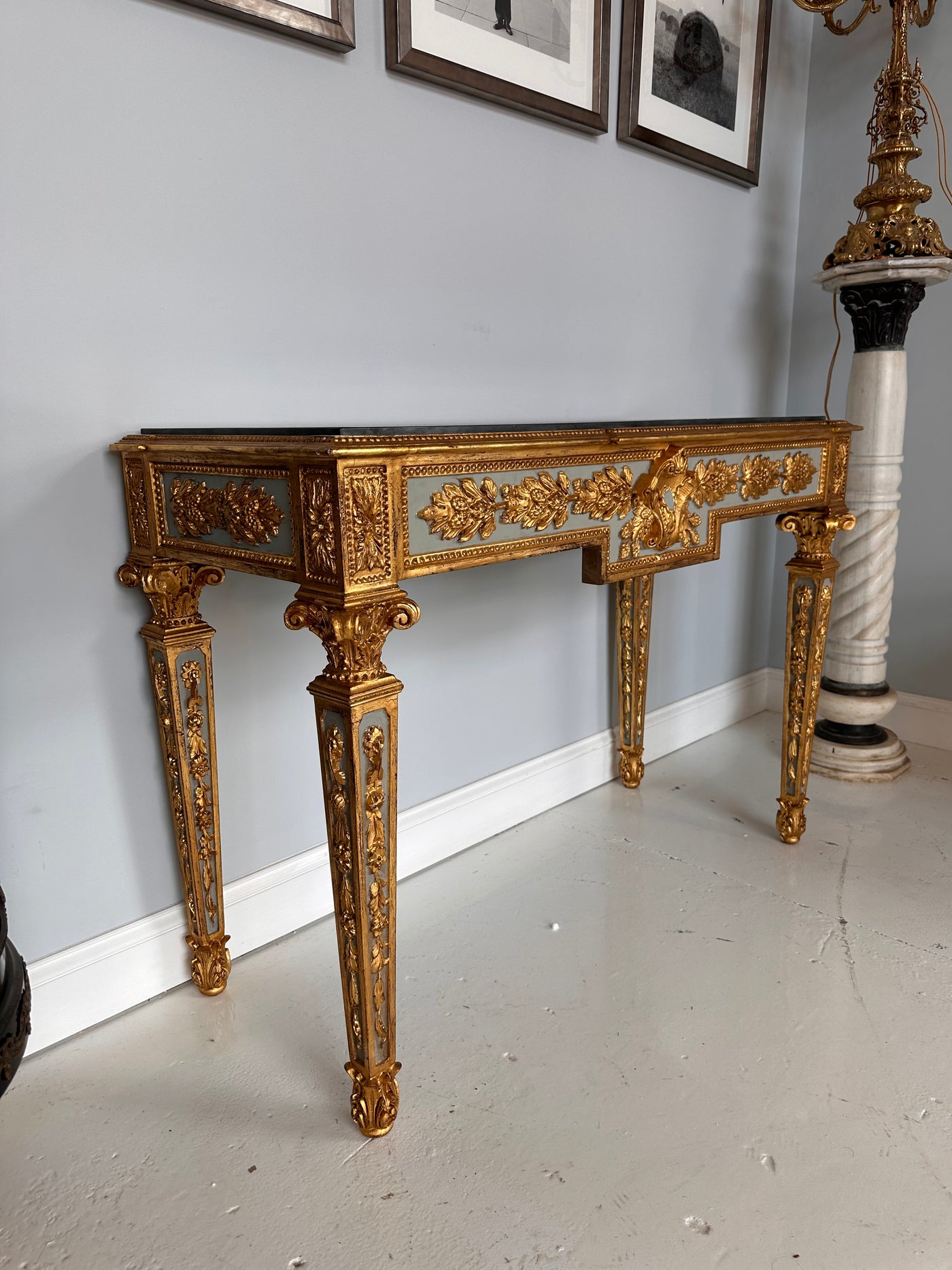 Antique French Original Louis XIV Marble Top Consoles | Le Chateau | European Luxury Furniture in Atlanta