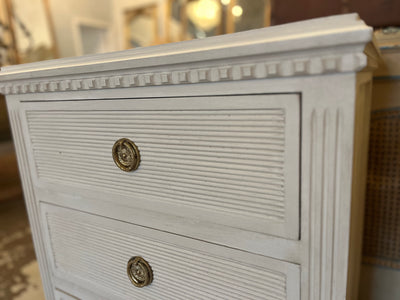 White Swedish Horizontal Reeded Nightstand | Le Chateau | European Luxury Furniture in Atlanta