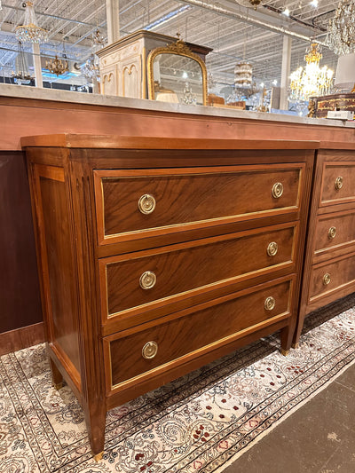 Burl Wood Nightstand with Brass Handles