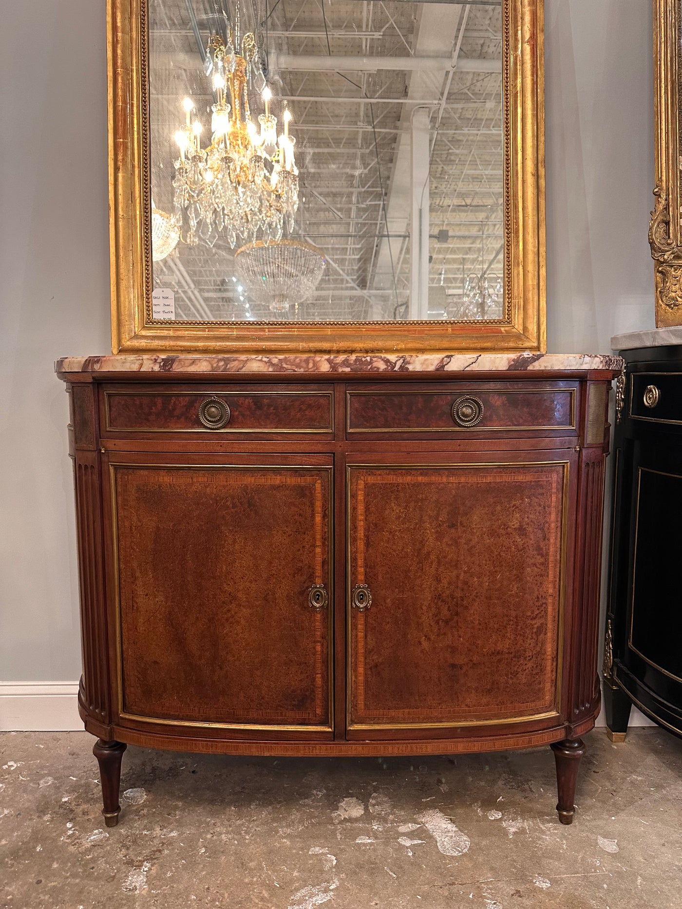 Louis XVI 2 Door Buffet with Multi Color Marble Top