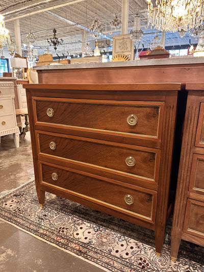 Burl Wood Nightstand with Brass Handles