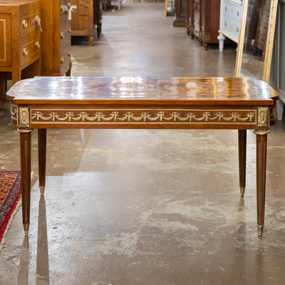 Louis XVI Lacquered Coffee Table – Bronze Mounts & Marquetry Top