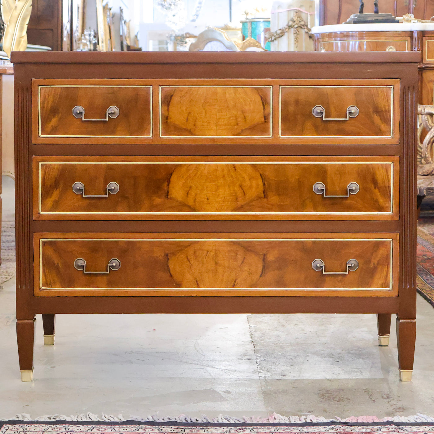 Louis XVI Burl Wood Chest w/ Straight Top & Flat Pulls (42" Wide)