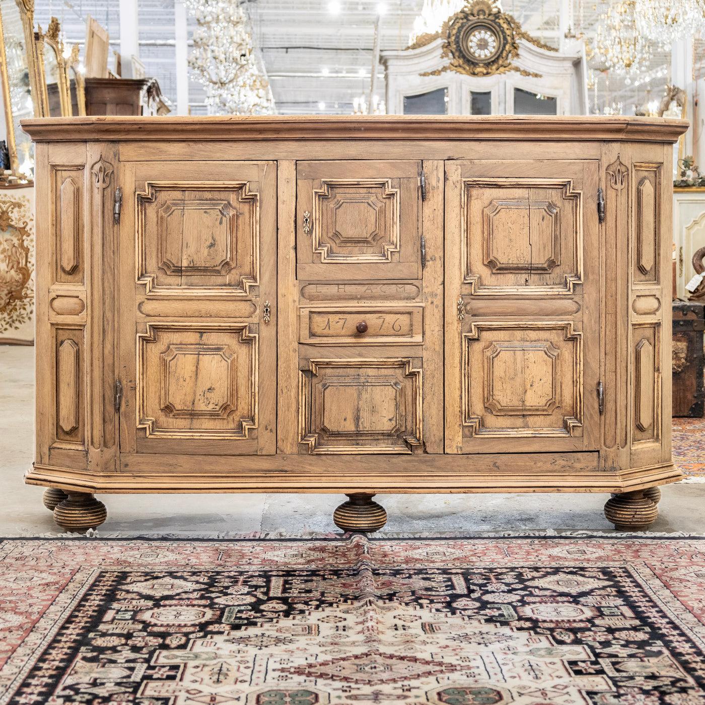 French Country 18th Century Geometric Sideboard – Dated 1776
