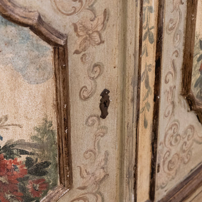 Italian Hand-Painted Soft Green Floral Sideboard