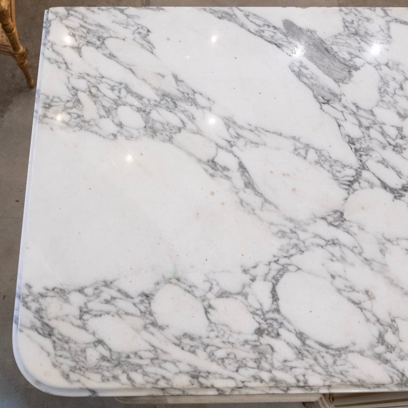 French White Hand-Painted Sideboard – Crackle Finish & Original Marble Top