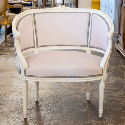 Louis XVI Petite Chair – White Frame & Baby Pink Velvet Upholstery