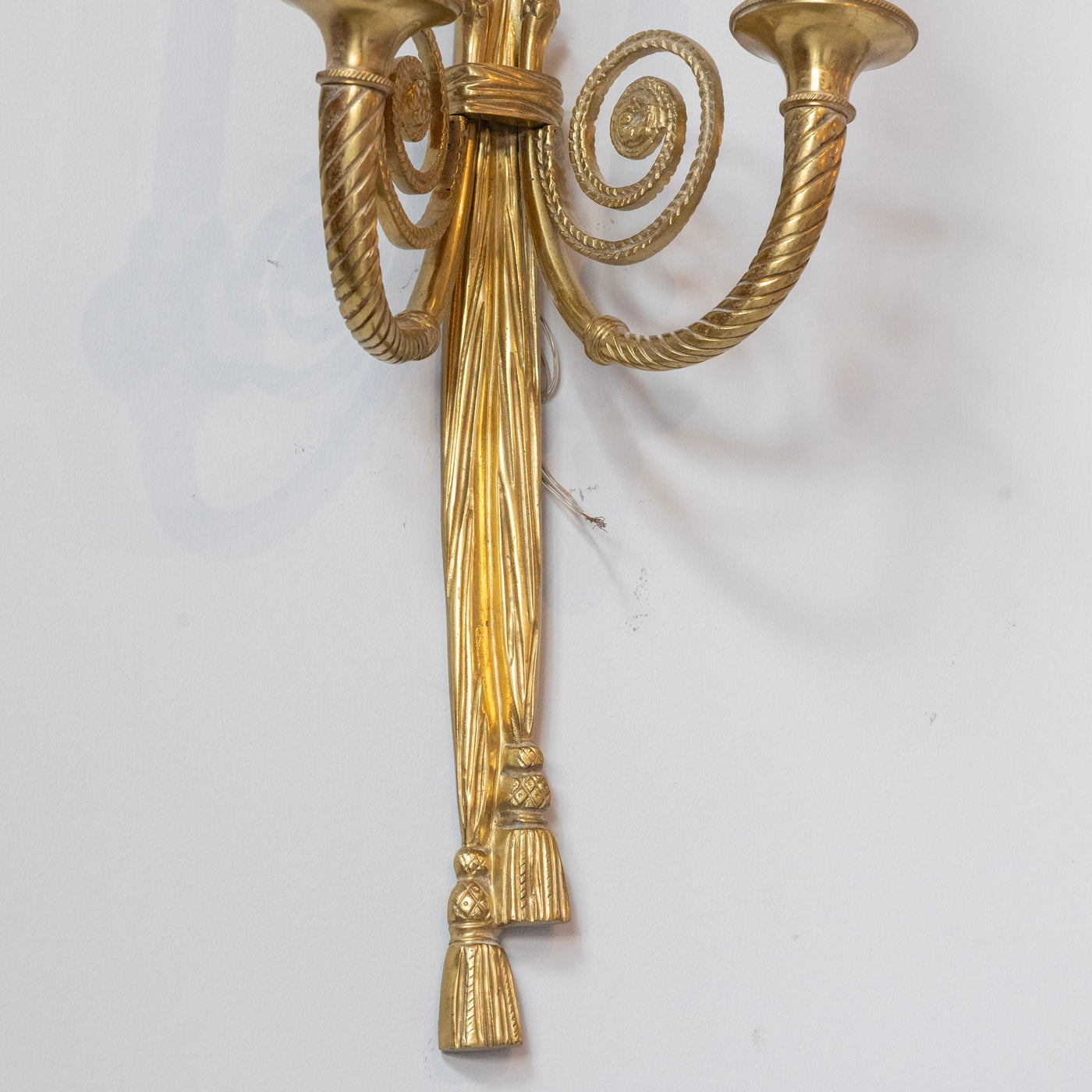 Pair of Louis XVI Brass Wall Sconces – Tassel Detailing & Rope Trim