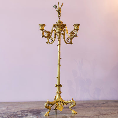 Pair of Gilt Bronze Candelabras – Swan Finials