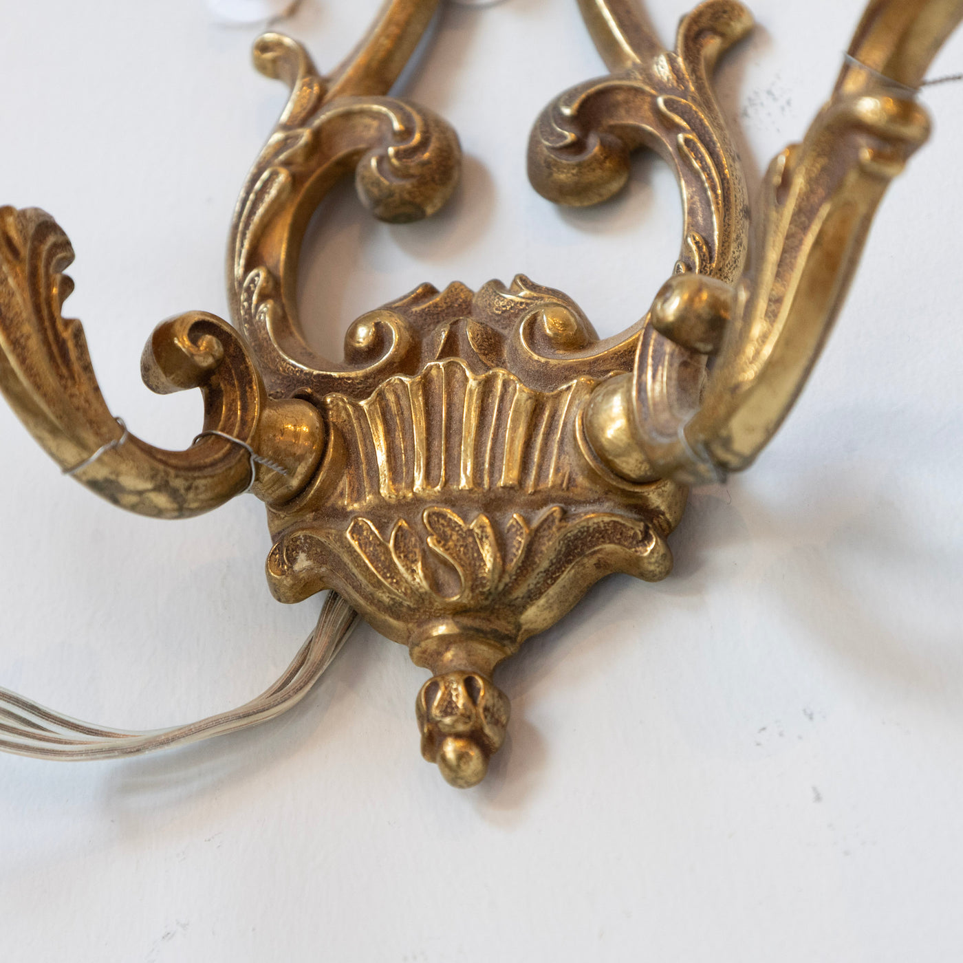 Pair of Petite Rococo Brass Sconces –  Scroll Arms