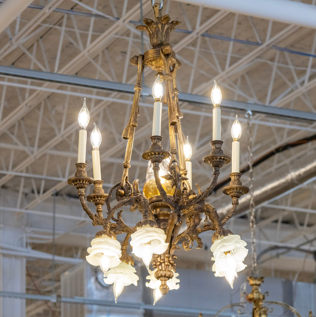 Grand Chandelier Triple Bougeoir Brutaliste En Fer - Déco Vintage Château