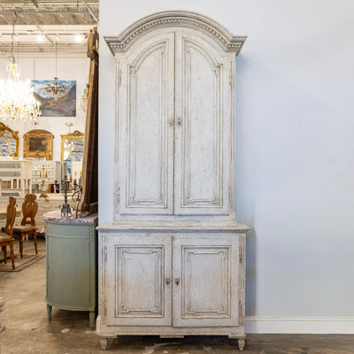 Pair of Swedish Tall Painted Cabinets – Distressed Grey Finish