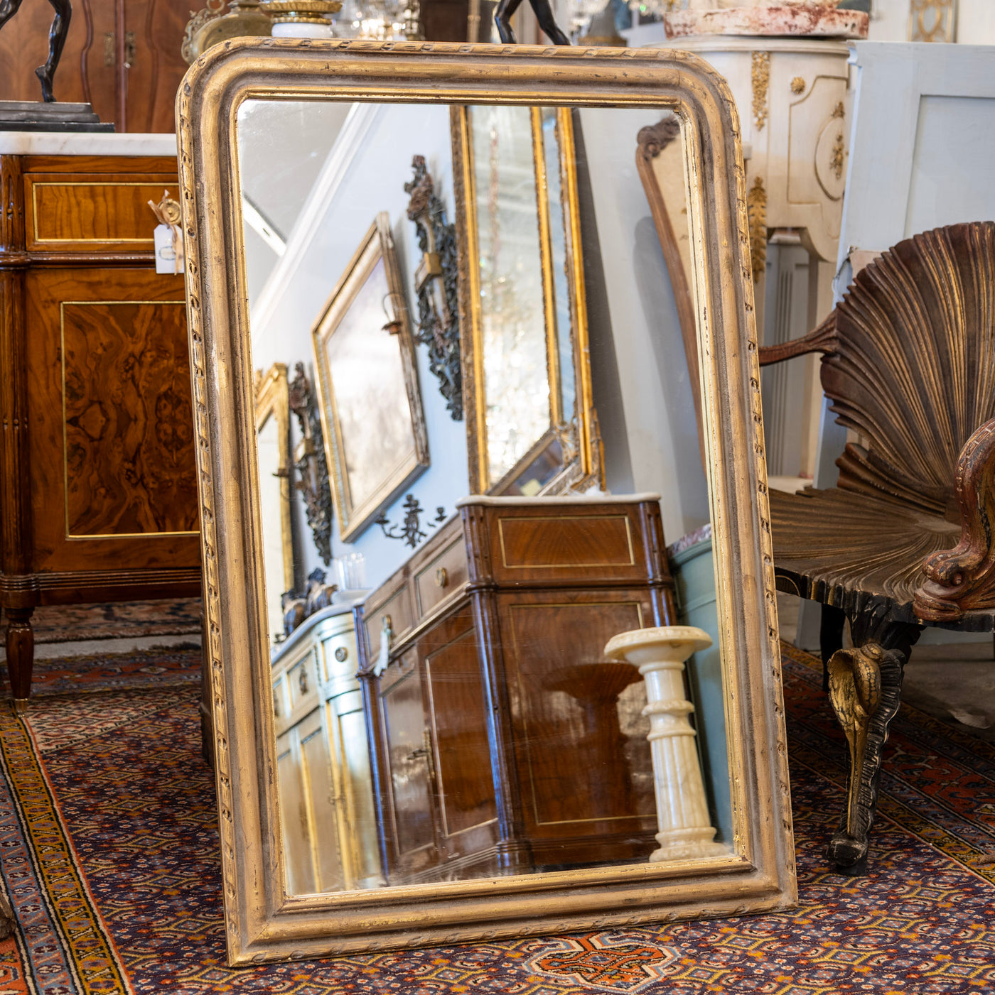 Louis Philippe Mirror – Carved Rope Trim & Gold Finish