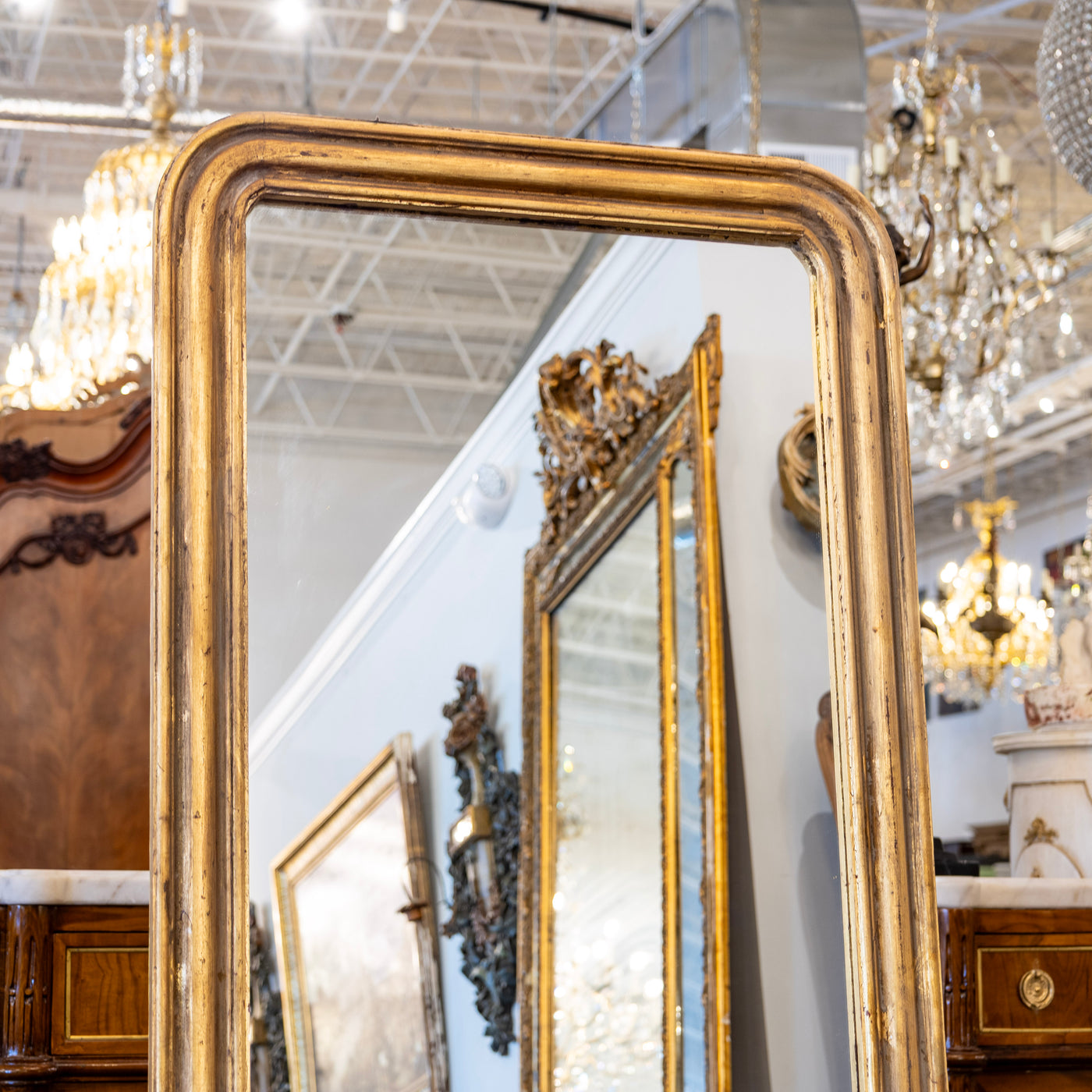 Louis Philippe Floor Mirror – Tall Frame & Gold Finish