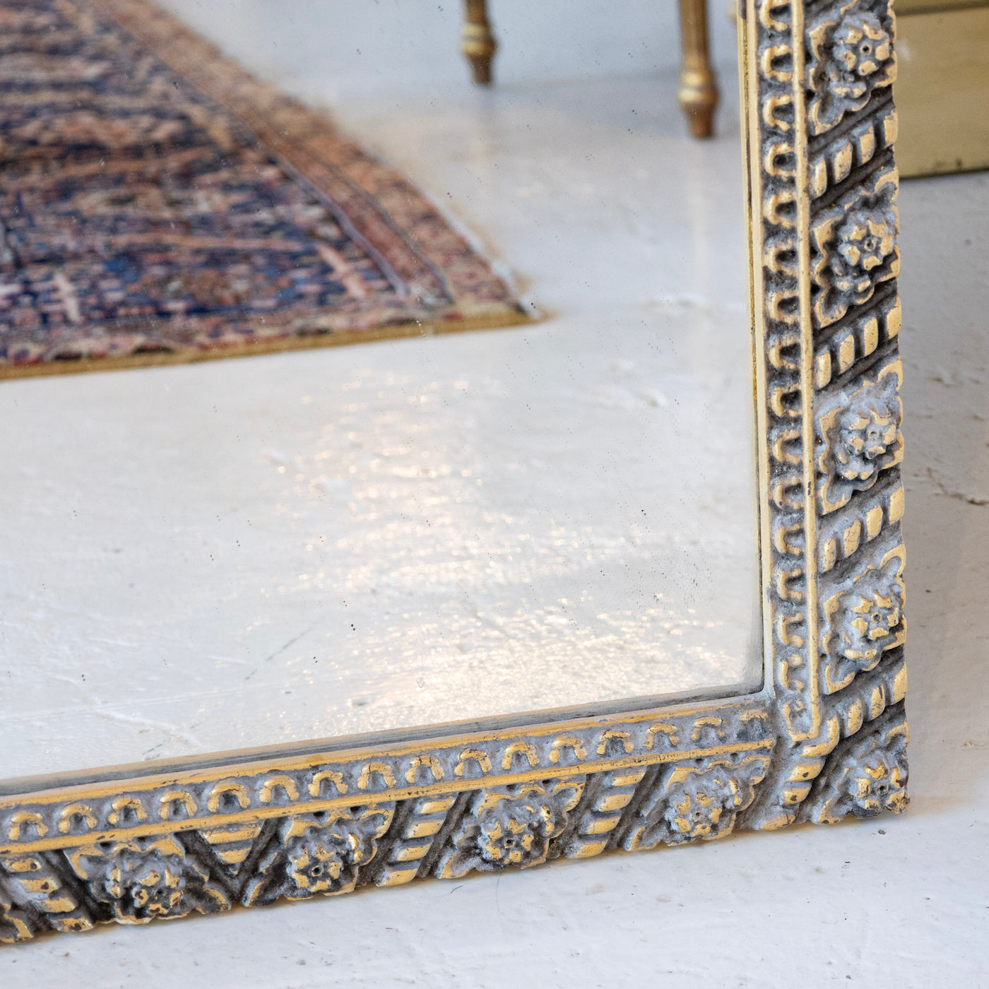 Louis XVI Mirror – Carved Floral Garland Frame with Aged Patina
