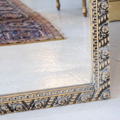 Louis XVI Mirror – Carved Floral Garland Frame with Aged Patina