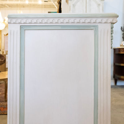 Swedish White Painted Sideboard with Blue Accents
