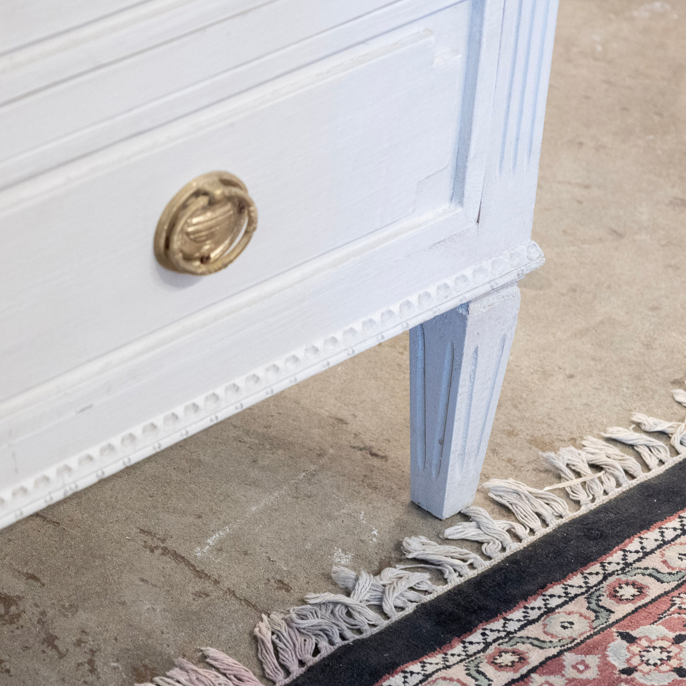 Swedish 3-Drawer Chest – Circular & Closed Block Trim in Dove White ...