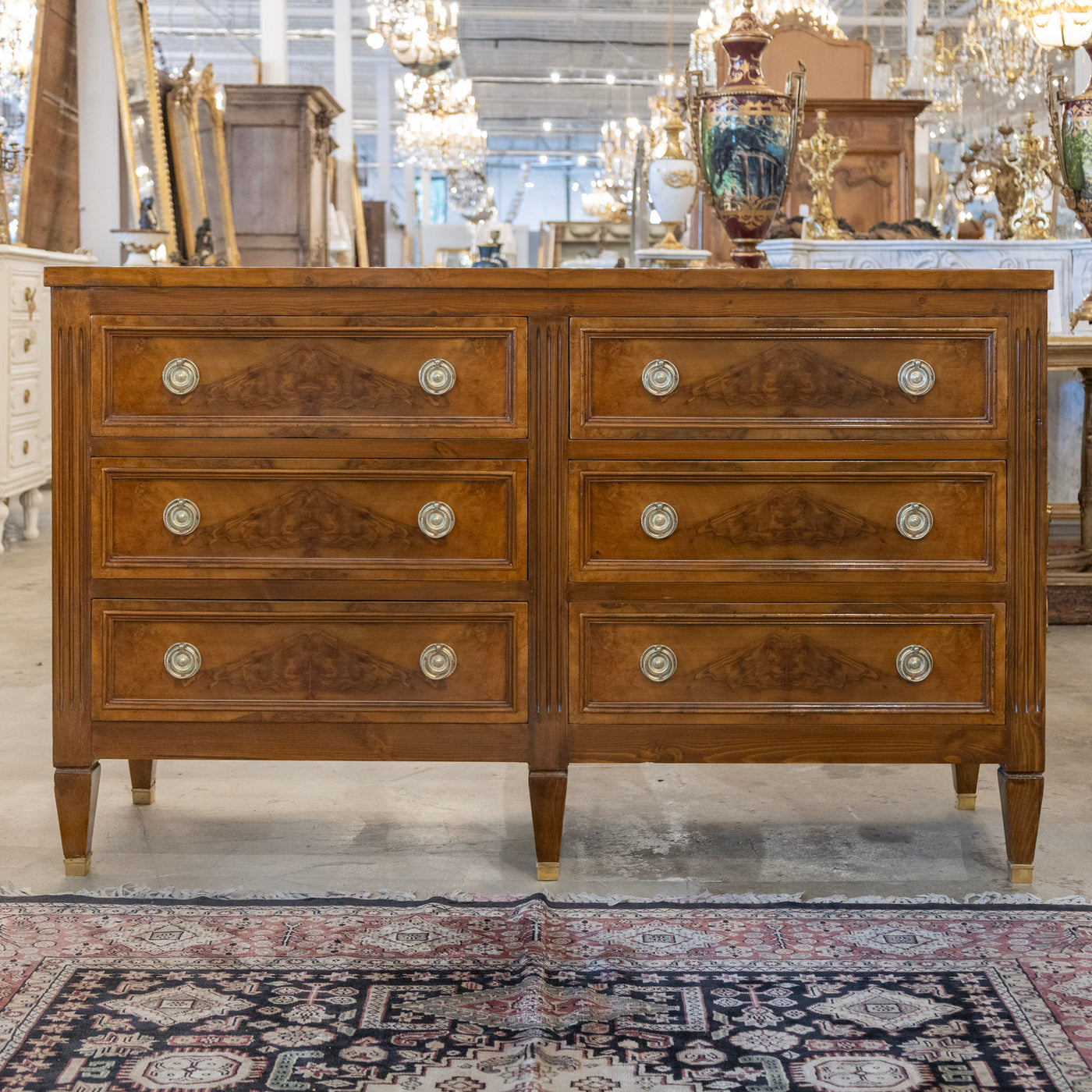 french dresser Burl Wood Six Drawer – Fluted Corners & Round Pulls ProductID: 73159 FL (Panhandle) Cute and Sexy Birthday Color:Sliver