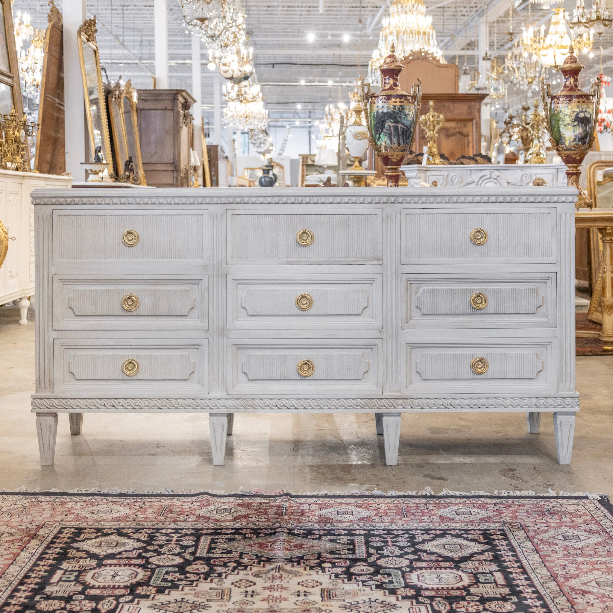 antique white dresser with gold trim French Provincial White and Gold Dresser