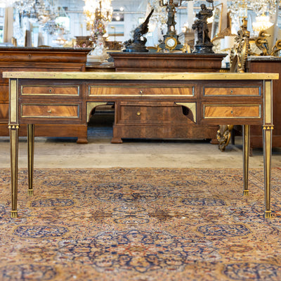 Louis XVI Desk – Burl Wood with Gold Trim