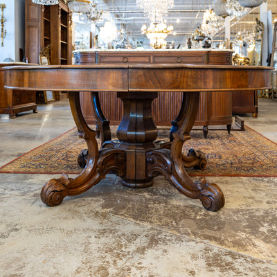 Louis XV Expandable Dining Table –  Brown with Carved Detailing