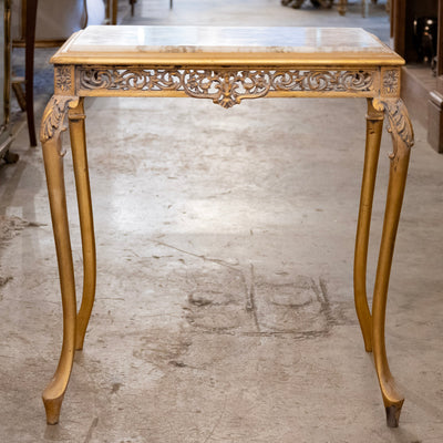 Louis XV Gilded Side Table – White Marble Top