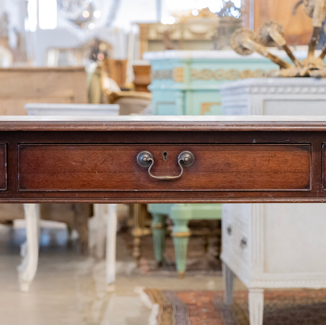Louis XVI Writing Desk – Original Leather Top & Dark Wood – Le Chateau