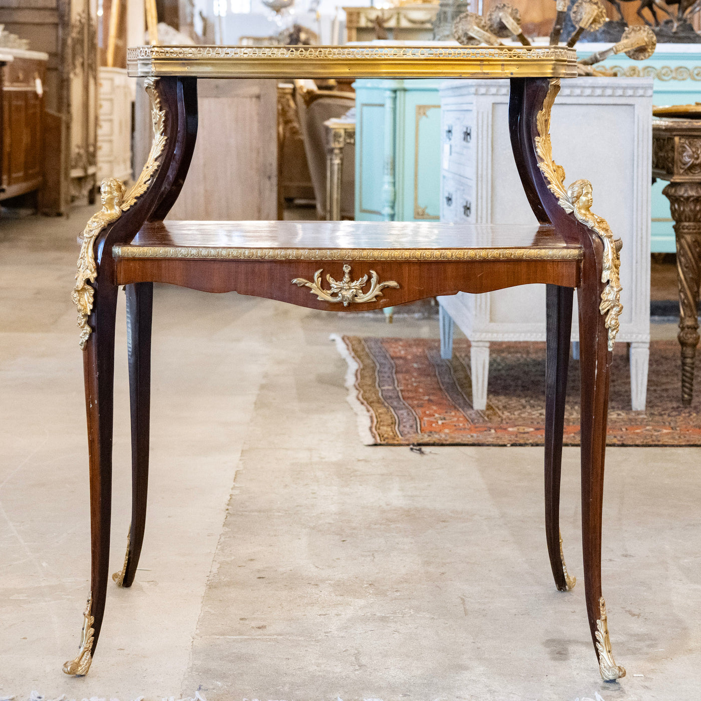 French Empire Side Table – Checkered Wood Inlay & Ormolu Mounts – Le ...