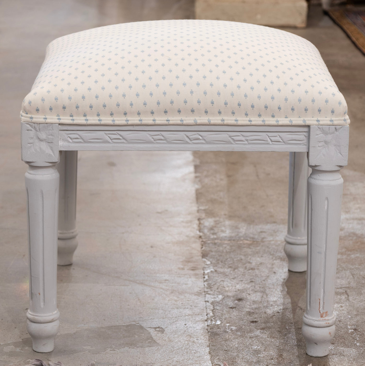 Louis XVI Painted Stool – Blue Dot Upholstery