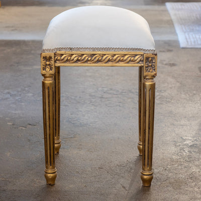 Louis XVI Gilded Stool – Rope Trim & White Velvet Seat
