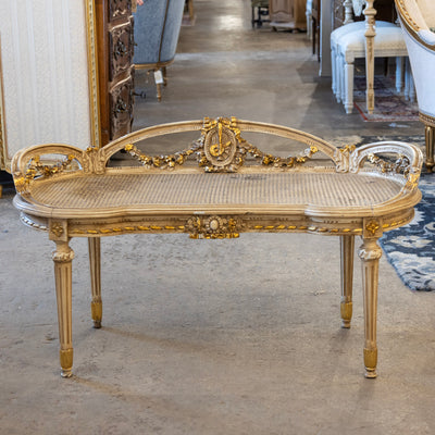 Louis XVI Gilded Cane Bench – Original Condition