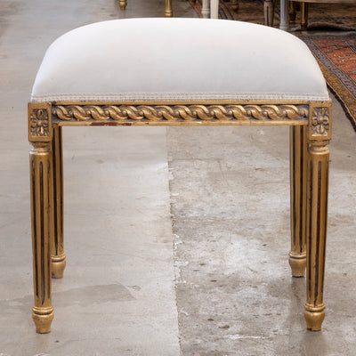 Louis XVI Gilded Bench – Velvet Cream Upholstery