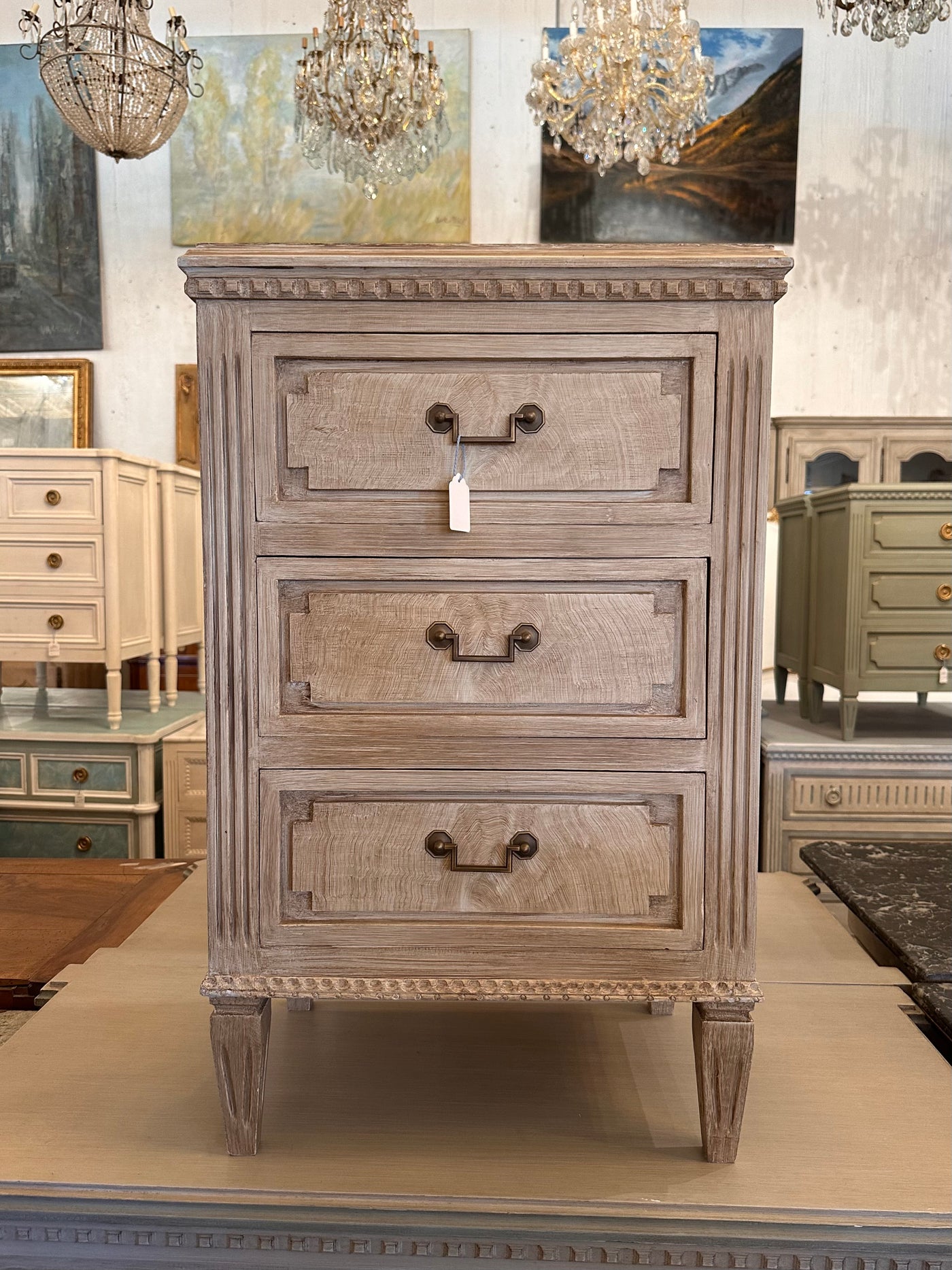 Swedish Nightstand with Burl Wood Finish | Le Chateau | European Luxury Furniture in Atlanta