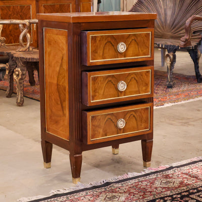 Louis XVI Burl Wood Square Nightstand w/ Straight Leg