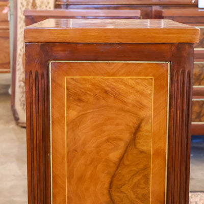 Louis XVI Burl Wood Square Nightstand w/ Straight Leg