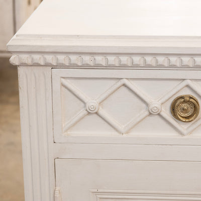 Swedish Four-Door Sideboard –  Lattice Carvings in Washed Antique White - Buffets & Sideboards | Le Chateau (Atlanta, GA) • 9