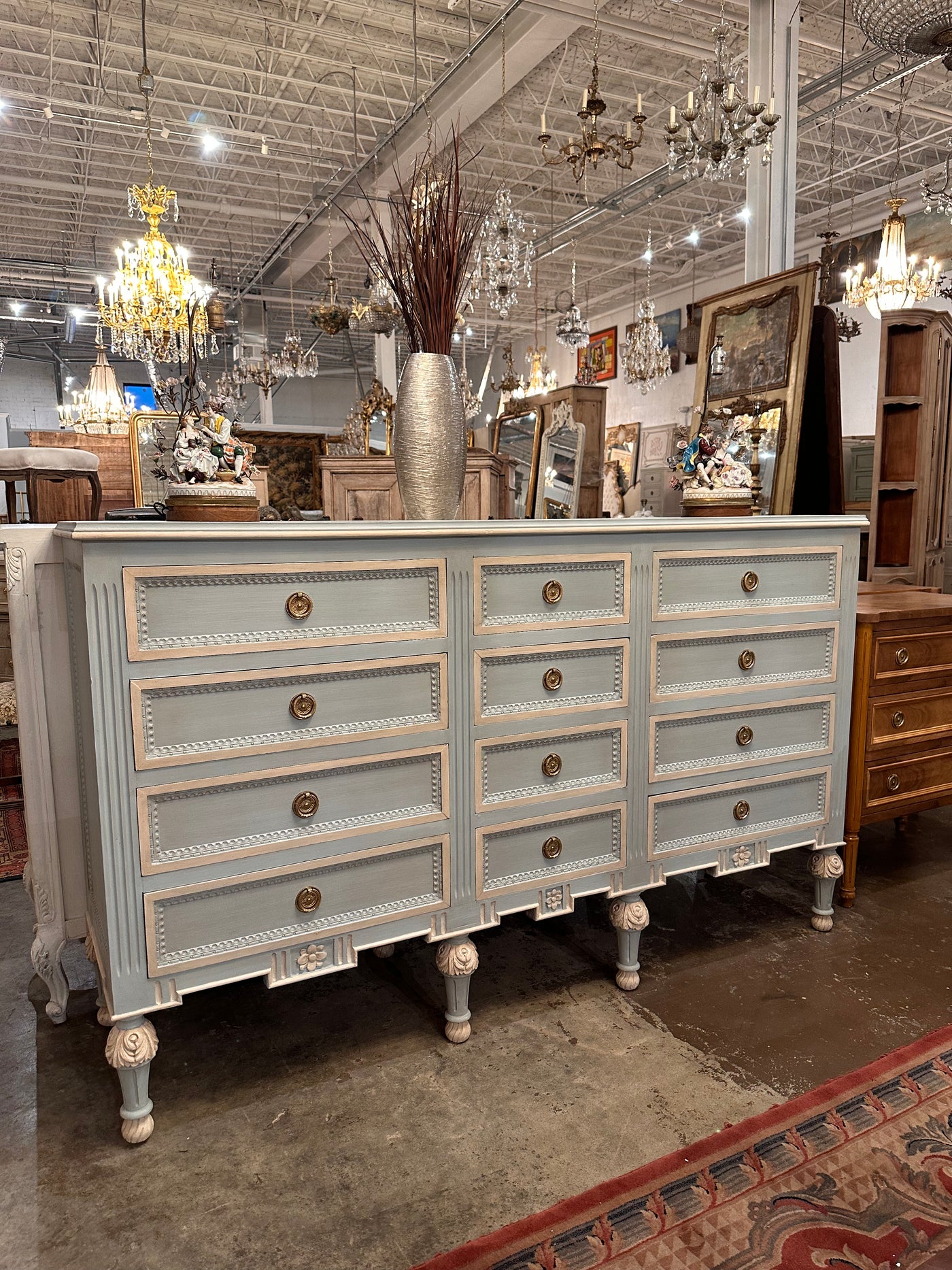 Swedish 12 Drawer Dresser in Sleepy Blue