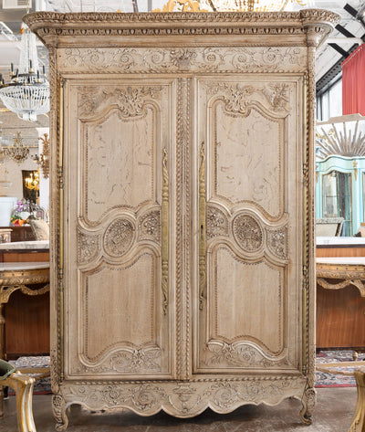 18th Century Floral Carved Armoire