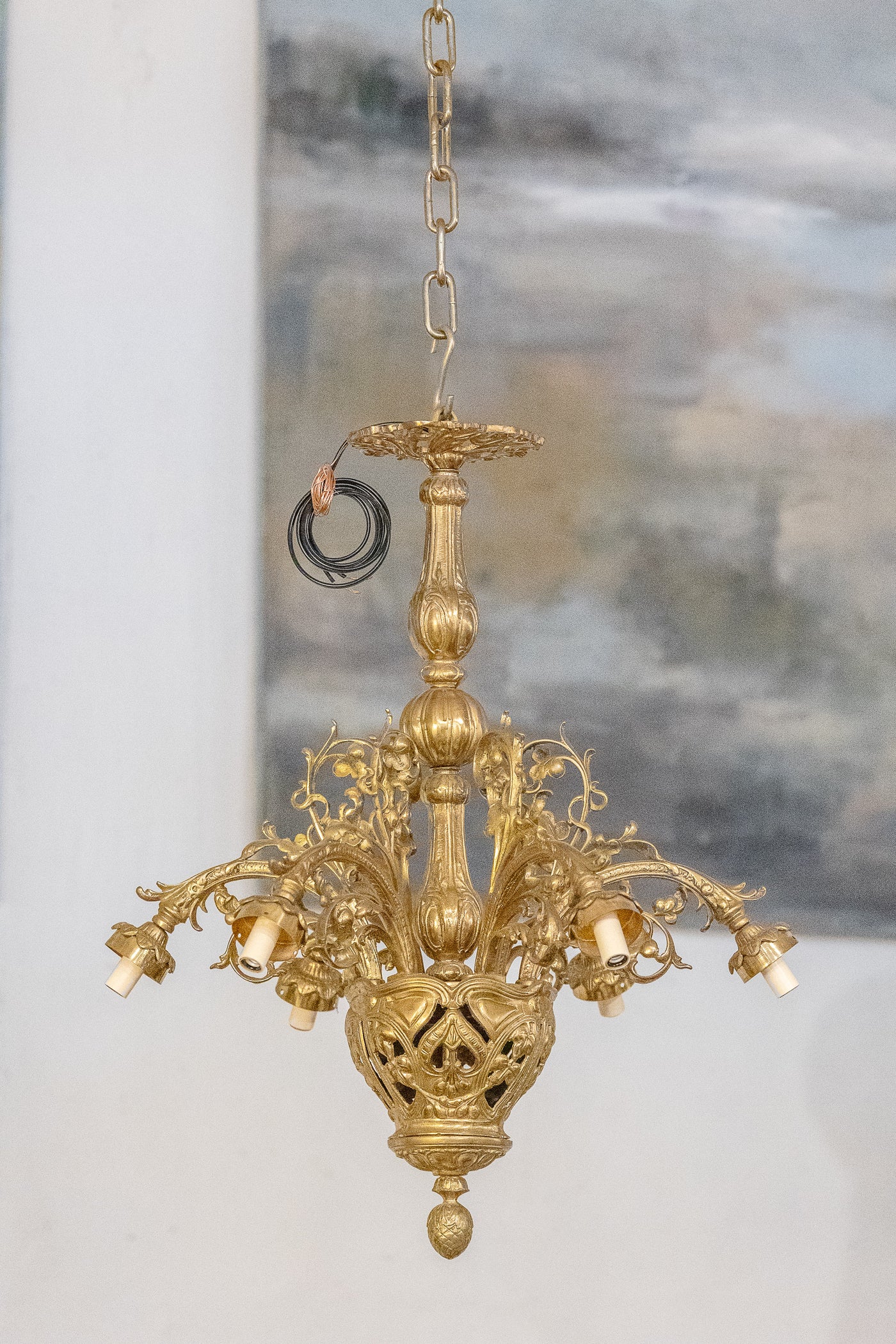 Antique French Brass Chandelier with Intricate Detailing | Le Chateau | European Luxury Furniture in Atlanta