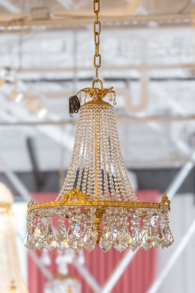 One Crystal Tier French Antique Chandelier | Le Chateau | European Luxury Furniture in Atlanta