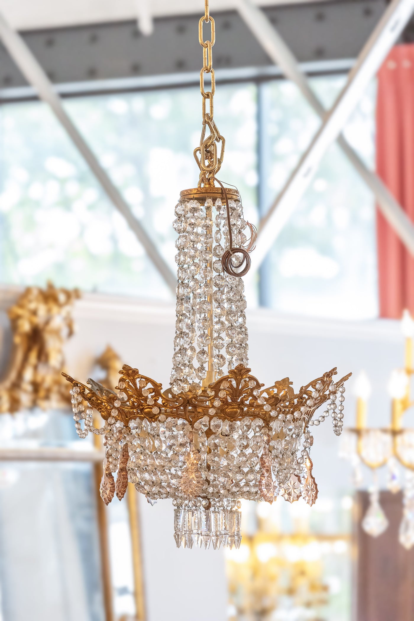 Antique French Crystal Empire Chandelier | Le Chateau | European Luxury Furniture in Atlanta